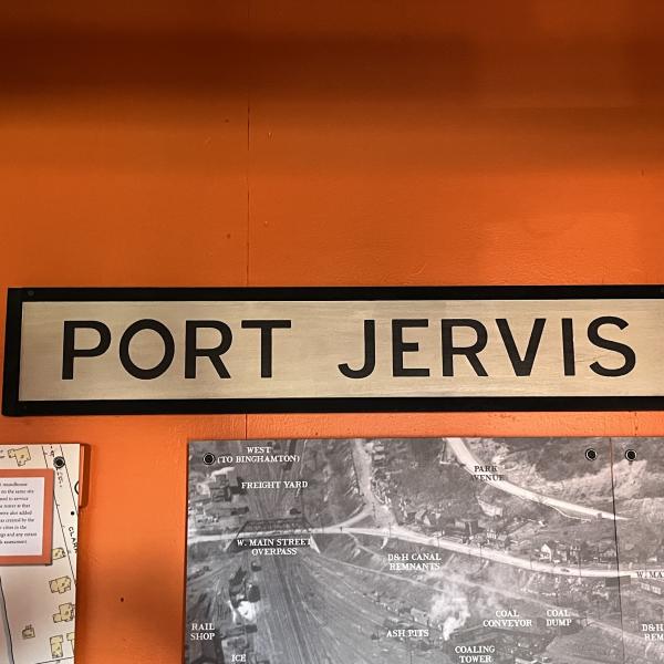 Half-scale replica of Erie Railroad Port Jervis, NY station sign