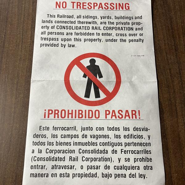 Conrail No Trespassing Poster / Sign