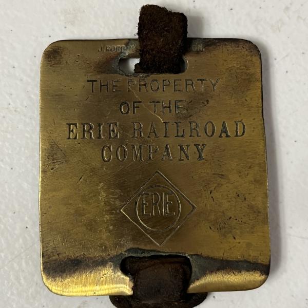 Erie Railroad brass baggage tag