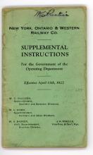 New York, Ontario & Western Railway Co. Supplemental Instructions for the Government of the Operating Department, Effective April 15, 1927