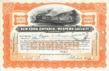 New York, Ontario & Western Railway stock certificate B82487, March 4, 1947
