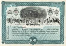 Port Jervis, Monticello & New York Railroad stock certificate 146, unissued