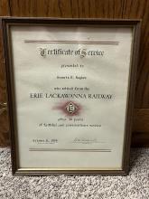 Framed Certificate of Service for Francis E. Boyden