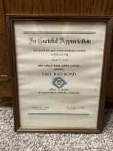 Framed Certificate of Service for Emery B. West