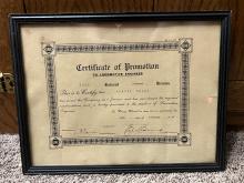 Framed Certificate of Promotion to Locomotive Engineer for Albert Helms