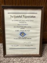Framed Certificate of Service for James W. Greenhalgh