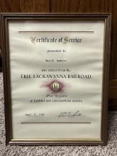 Framed Certificate of Service for Harold Hawkins