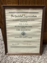 Framed Certificate of Service for Joseph F. Dilger
