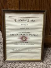 Framed Certificate of Service for Harold E. Allen