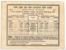 New York and Erie Railroad Time Table, Newburgh Branch, June 18, 1860