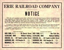 Erie Railroad Notice on freight tariffs, February 1955