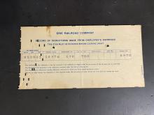 Erie Railroad Record of Deductions Made from Employee's Earnings (actually Erie Lackawanna based on date)