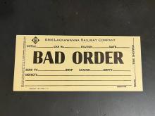 Erie Lackawanna bad order tag (tan), November 1972