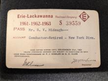Erie Lackawanna pass, 1961-1962-1963, for Mr. S. V. Midaugh