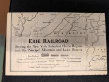 Erie Railroad travel map, Serving the New York Suburban Home Region and the Principal Mountain and Lake Resorts