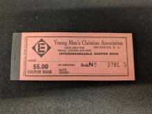 Erie Lackawanna Young Men's Christian Association (YMCA) $5.00 coupon book, Secaucus, NJ