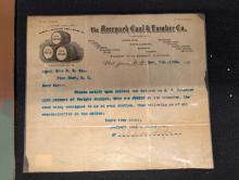 Deerpark Coal & Lumber Company letter to Erie Railroad Company about freight delivered to Pine Bush freight house, November 7, 1898