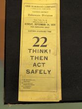 Erie Railroad Deleware Division employee timetable No. 22, September 24, 1939