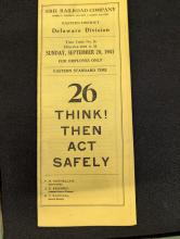 Erie Railroad Deleware Division employee timetable No. 26, September 28, 1941