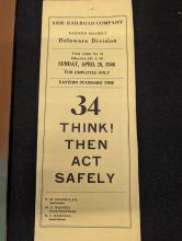 Erie Railroad Deleware Division employee timetable No. 34, April 28, 1946