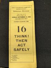 Erie Railroad Deleware Division employee timetable No. 16, September 27, 1936