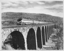 Erie Railroad passenger train on Starucca Viaduct, Lanesboro, PA (original Erie photo)