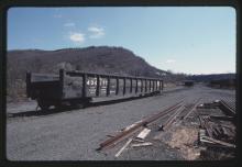 Photograph of Erie Lackawanna gondola in Port Jervis, NY, April 1990