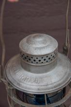 Railroad Signal Lamp & Lantern Co. lantern, marked Erie R.R. Co. with blue E.R.R. Co. globe