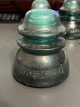 Telegraph insulator, green, Hemingray 42
