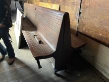 Erie Railroad wooden double-sided bench from Port Jervis, NY station waiting room (1 of 2)