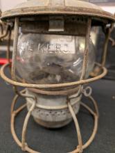 Armspear Manufacturing Co. lantern, marked with Erie diamond and 1925 on top and clear Adlake globe