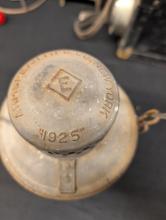 Armspear Manufacturing Co. lantern, marked with Erie diamond and 1925 on top and clear Adlake globe