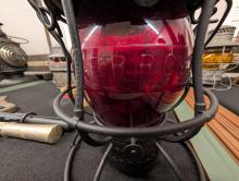 Armspear Manufacturing Co. lantern, painted black, marked Erie R.R. with red cast E.R.R. Co. globe