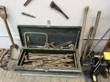 Wooden toolbox full of tools, believed to be from Port Jervis roundhouse