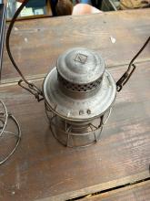 Adlake lantern, marked with Erie diamond on very top, clear Adlake globe with etched Erie diamond