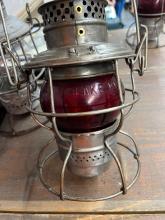 Adlake lantern, marked Erie R.R. on very top, red Adlake globe