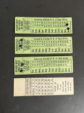 Ziploc bag of four Central Railroad of New Jersey ticket stubs
