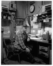 Four photographs of Erie Lackawanna tower operator in Suffern, NY
