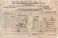 Monthly Locomotive Unit Inspection and Repair Reports of Middletown & New Jersey Railroad 44-tonner locomotive 1, updated to October 19, 1967