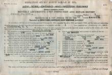 Monthly Locomotive Unit Inspection and Repair Reports of Middletown & New Jersey Railroad 44-tonner locomotive 1, updated to October 19, 1967