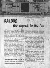 Railbox: New Approach for Boxcars article / advertisement in Progressive Railroading magazine, October 1974