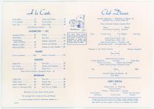 Erie Railroad dining car menu, dinner, May 27, 1959