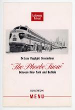 Lackawanna Railroad Phoebe Snow dining car luncheon menu, March 26, 1957