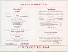 Lackawanna Railroad Phoebe Snow dining car luncheon menu, March 26, 1957