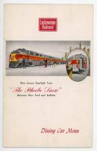Lackawanna Railroad Phoebe Snow dining car menu, October 22, 1953