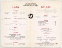 Lackawanna Railroad Phoebe Snow dining car dinner menu, February 4, 1960