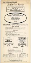 Erie Lackawanna dining car buffet menu, 1960s