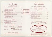 Erie Lackawanna dining car luncheon menu, 1960s