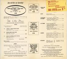 Erie Lackawanna dining car dinner menu, October 1965