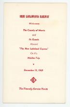 Erie Lackawanna dining car dinner menu, December 15, 1969